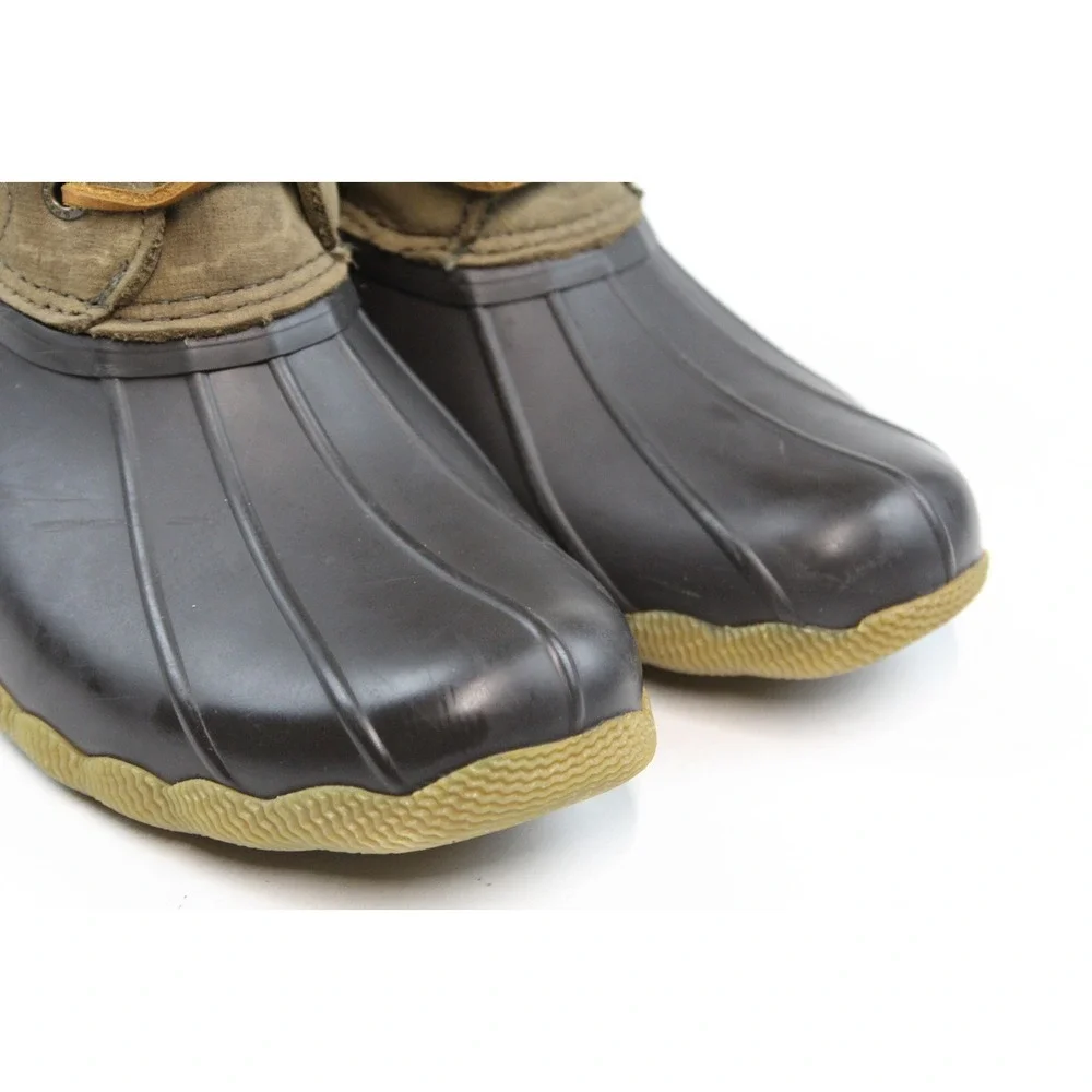 Sperry Saltwater Waterproof Duck Boots Brown Olive Green STS99729 Womens 8 M